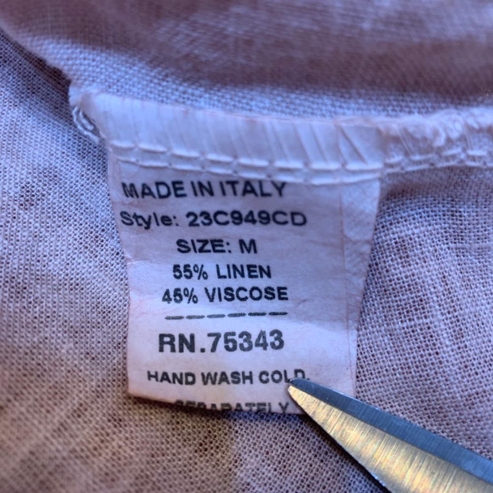 Francesca Bettini Linen Blend Button Up Shirt Womens Medium Italy Peachy Pink - Picture 10 of 12
